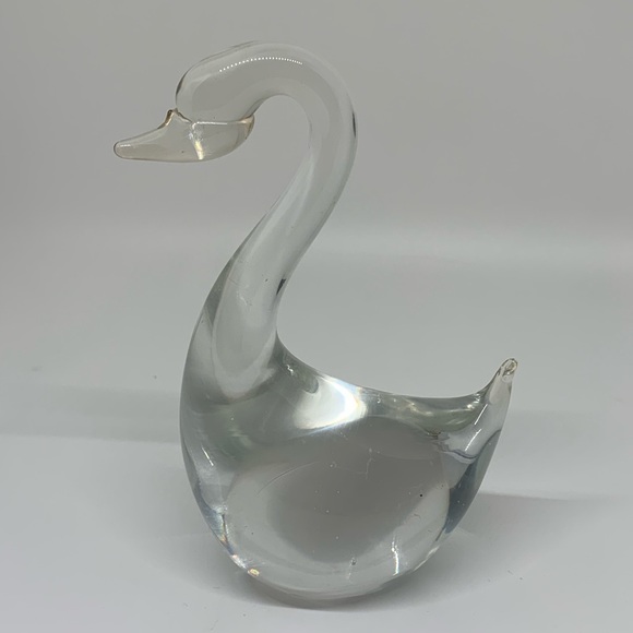 Vintage Hand Blown Clear Art Glass Swan or Goose Figurine - Picture 1 of 9